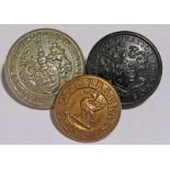 Tramway Buttons - qty 3 in total comprising: Wallasey Corporation Tramways nickel 26mm by Firmin;