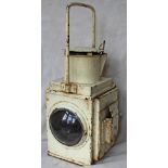 British Railways white Loco Lamp with reservoir and burner. Red slide-out lens missing otherwise