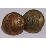 Railway Buttons - qty 2 North British Railway comprising: brass 17mm with script initials by