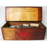 LNWR wooden First Aid Box with some contents mostly from from BR Days.