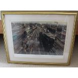 Cuneo Signed Limited Edition Print, framed & glazed, 'Clapham Junction' 384/850.