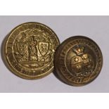 Railway Buttons - qty 2 in total comprising: Furness Railway brass 24mm by Firmin and Lancashire &