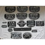 Wagon Plate miscellany comprising;- qty 6 BR  'D' Plates; Chas Roberts Plate; Butterley Codnor