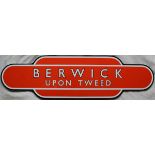 Full size reproduction BR(NE) enamel Totem BERWICK-UPON-TWEED F/F with the same black edge lettering