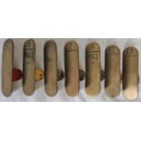 Midland Railway small brass Signalbox Lever Plates, qty 7. These are only 4" long with curved tops
