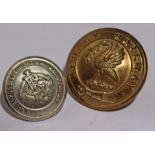 Railway Buttons - qty 2 in total comprising: Mersey Railway brass 26mm by Special Quality and