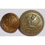 Railway Buttons - qty 2 Scottish comprising: Caledonian Railway nickel 24mm fully titled by