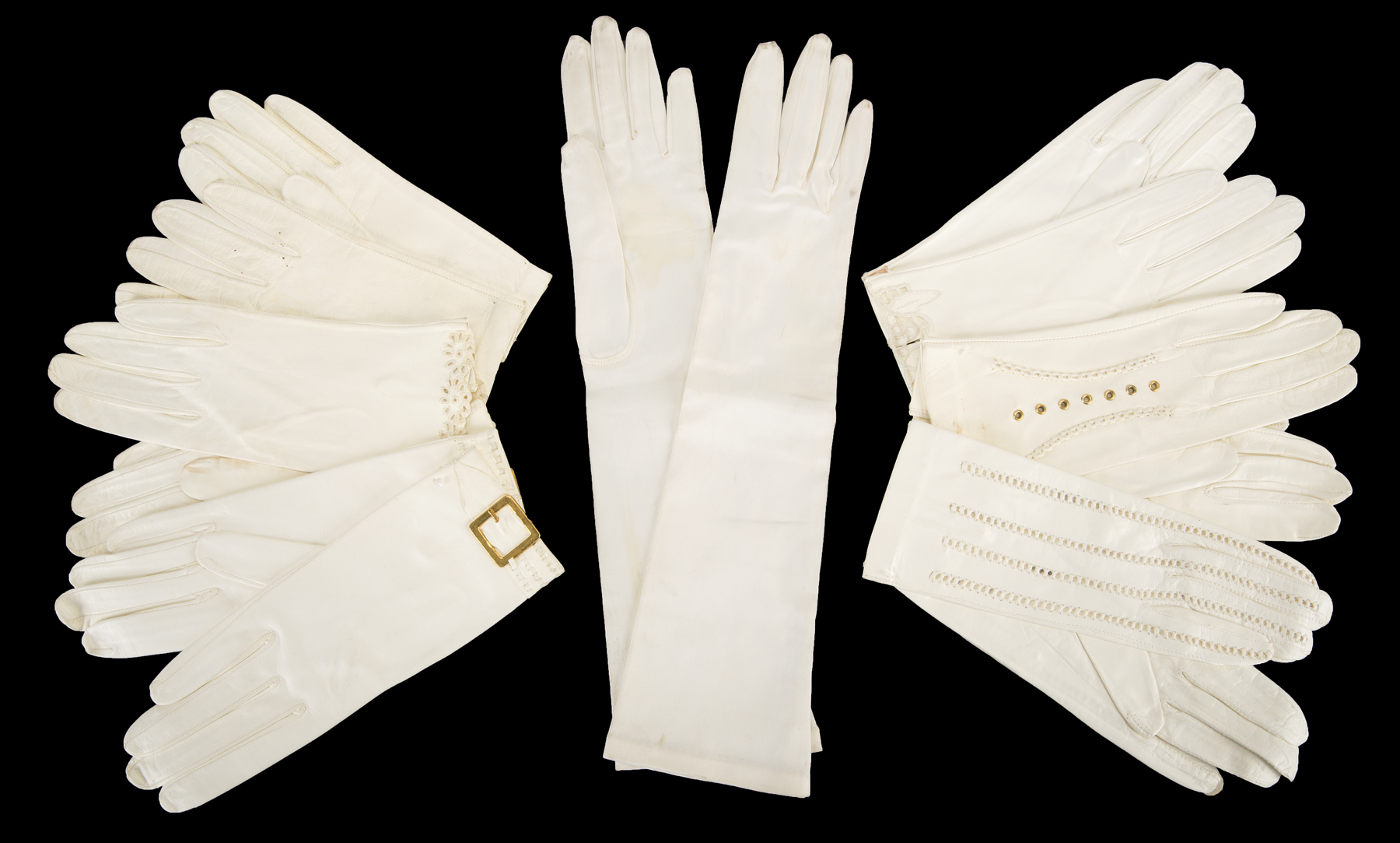 LUISE RAINER VINTAGE WHITE LEATHER GLOVES