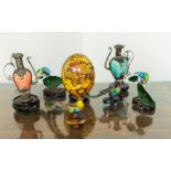 LUISE RAINER GROUP OF ASIAN VASES AND ENAMEL BIRDS