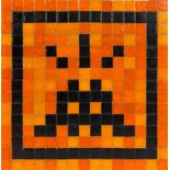 SPACE INVADER  PA - 532      Ceramic tile mosaic mounted on acrylic base  11 3/4 by 11 3/4 inches,