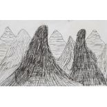 DAVID HOCKNEY British, b. 1937   Mountains   6 by 4 inches  An ink sketch featuring mountainous