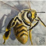 CLINTON BOPP - Bee #5  CLINTON BOPP  BEE  # 5,  2015   Aerosol and acrylic on canvas  36 by 36