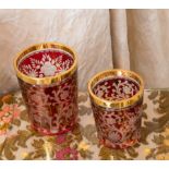 LUISE RAINER TWO RUBY CUT-TO-CLEAR TUMBLERS