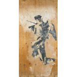 BLEK LE RAT  VIOLIN   ANGEL   Wheatpaste on plywood  96 by 48 inches  Reportedly executed on a