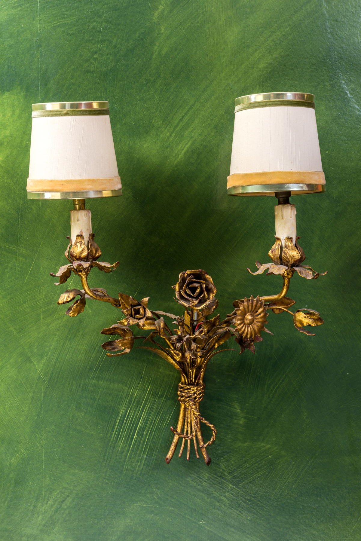 LUISE RAINER PAIR OF GILT METAL WALL SCONCES