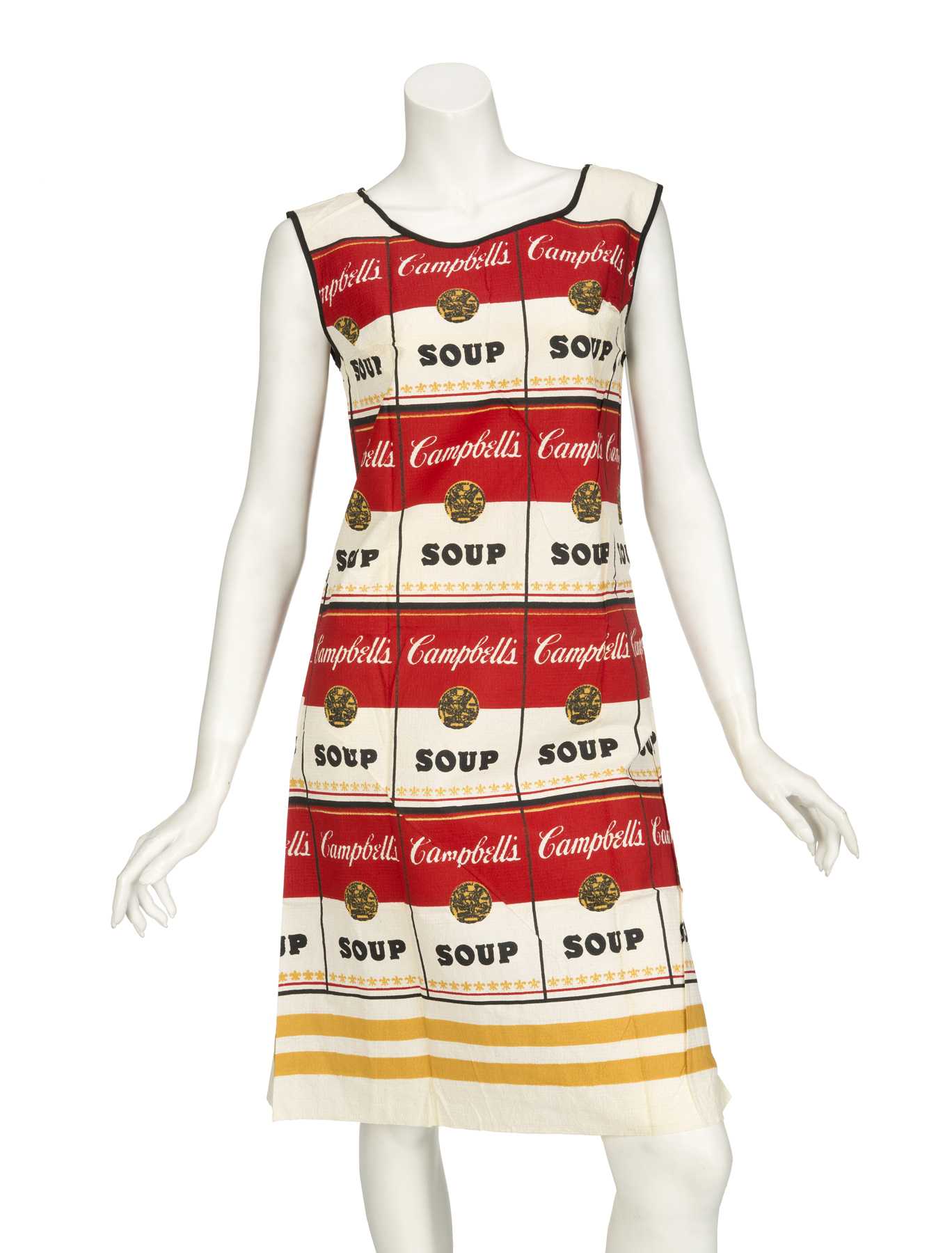 AFTER ANDY WARHOL - CAMPBELL'S "SOUPER DRESS"  A cellulose and cotton A-line dress printed with rows