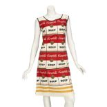 AFTER ANDY WARHOL - CAMPBELL'S "SOUPER DRESS"  A cellulose and cotton A-line dress printed with rows