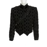 MICHAEL JACKSON JACKET WORN TO ELIZABETH TAYLOR'S WEDDING AND MAGAZINE  A black velvet military