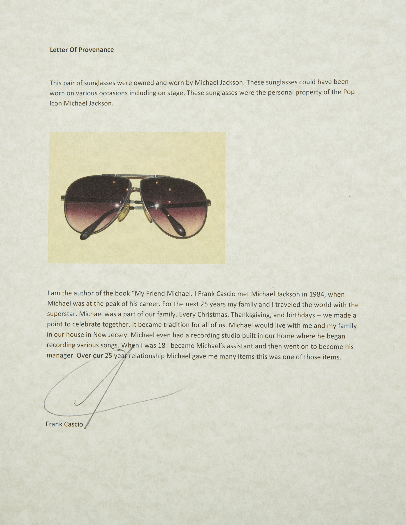 MICHAEL JACKSON AVIATOR SUNGLASSES A pair of aviator sunglasses owned and believed to have been worn - Image 2 of 2