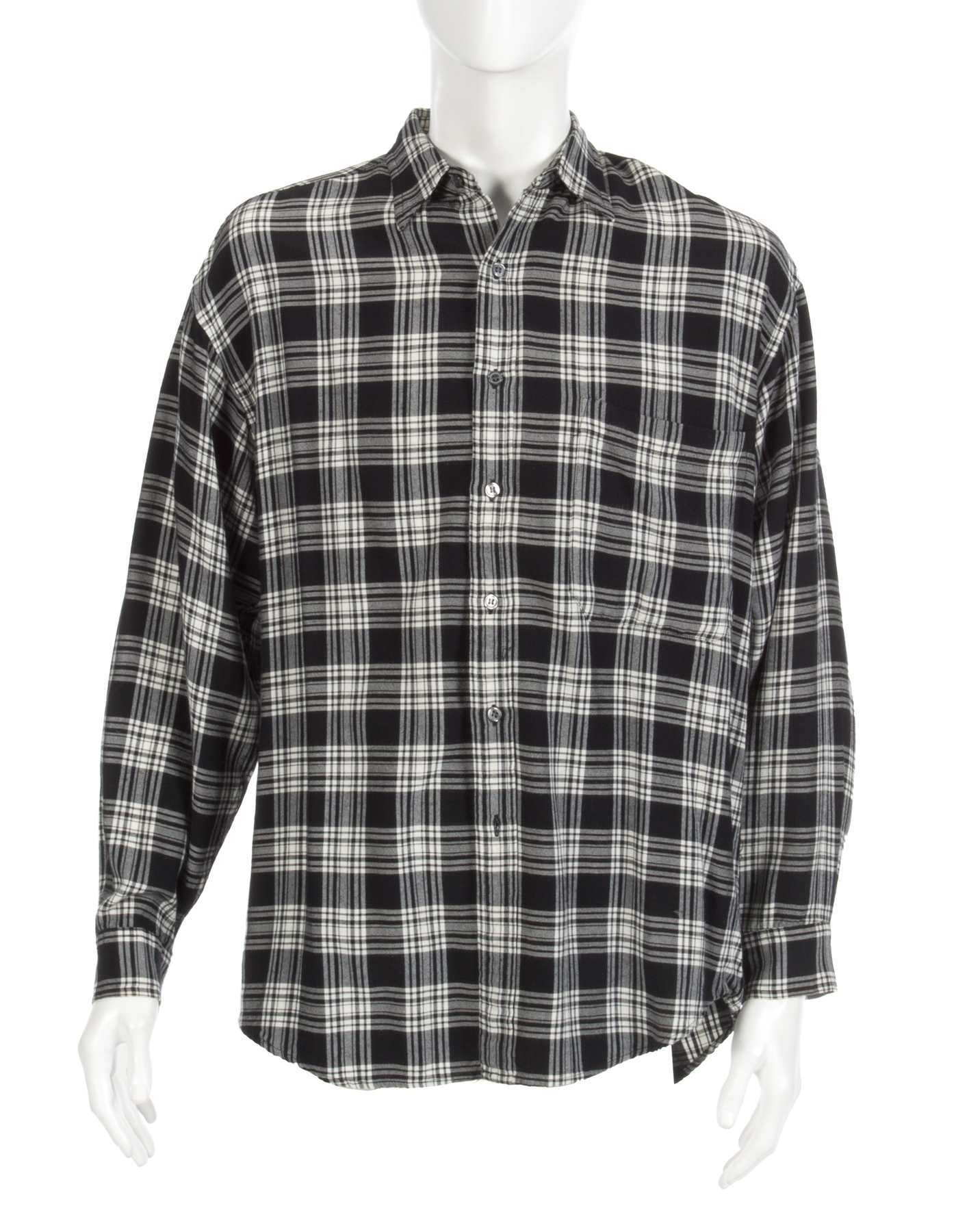 MICHAEL JACKSON WORN PLAID SHIRT A black and white windowpane plaid shirt worn by Michael Jackson on