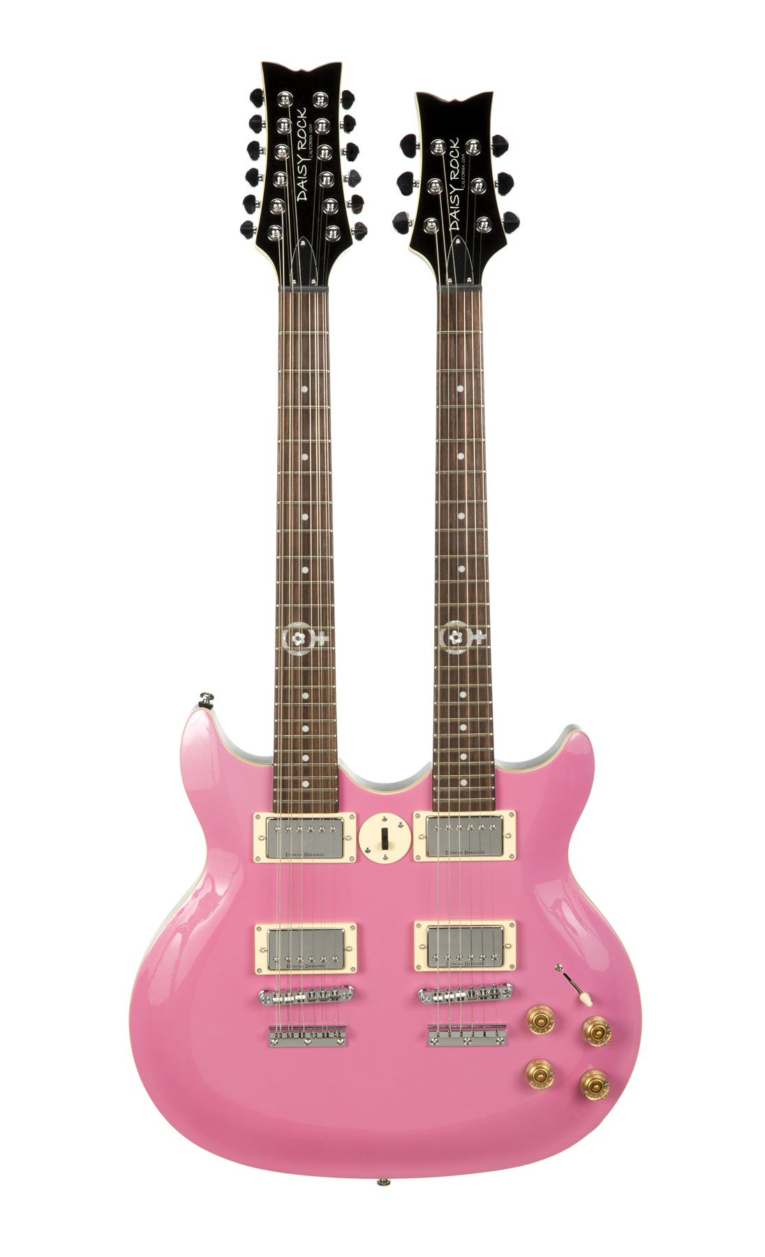 NANCY WILSON DAISY ROCK DOUBLE NECK GUITAR A Daisy Rock Double Neck guitar in pink finish, serial