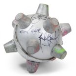 MICHAEL JACKSON SIGNED "SCREAM" PROP  A silver plastic and painted foam ball used and seen on screen