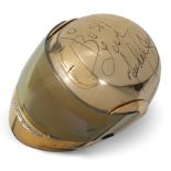 MICHAEL JACKSON SIGNED 30TH ANNIVERSARY HELMET A gold painted fiberglass motorcycle helmet with