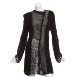 ANN WILSON PUBLICITY WORN EMBELLISHED BLOUSE A black silk chiffon blouse generously embellished with