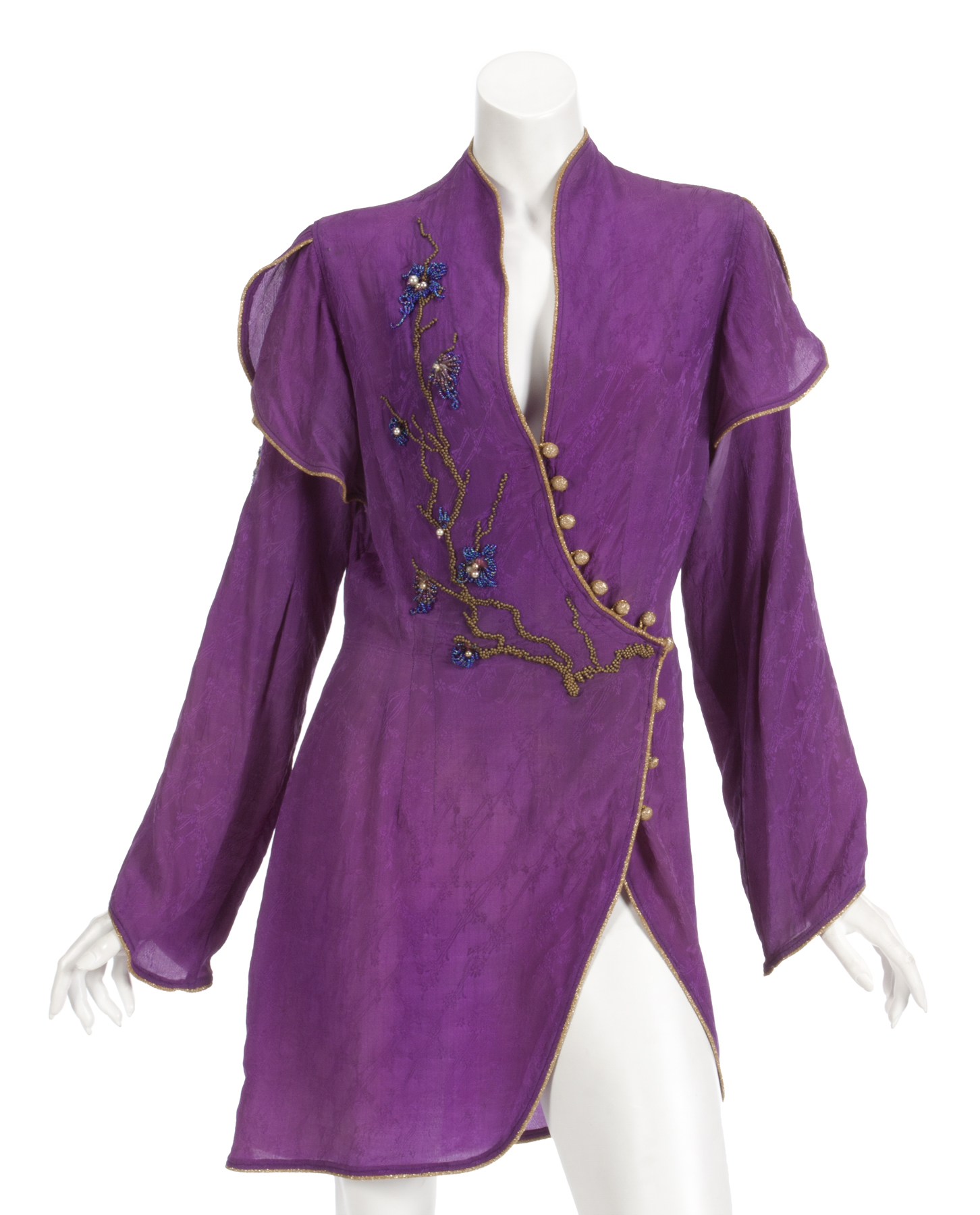 ANN WILSON STAGE AND MAGAZINE WORN BLOUSE WITH MAGAZINE A violet silk custom made blouse stage