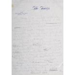 BRIAN EPSTEIN HANDWRITTEN HELP! ALBUM NOTES A Brian Epstein handwritten sheet of album notes for The