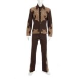 JAMES BROWN CUSTOM LEISURE SUIT A 1970s leisure suit custom made for James Brown. The brown suit