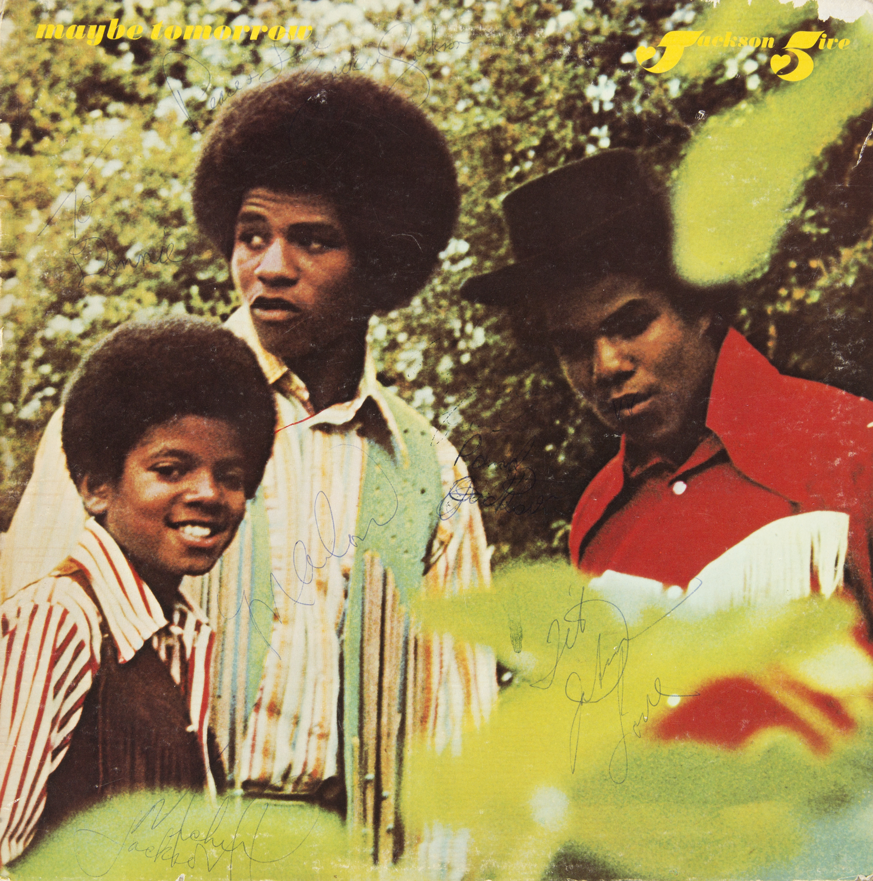 JACKSON 5 SIGNED ALBUM A copy of the Jackson 5 album  Maybe   Tomorrow  signed by Michael, Marlon,