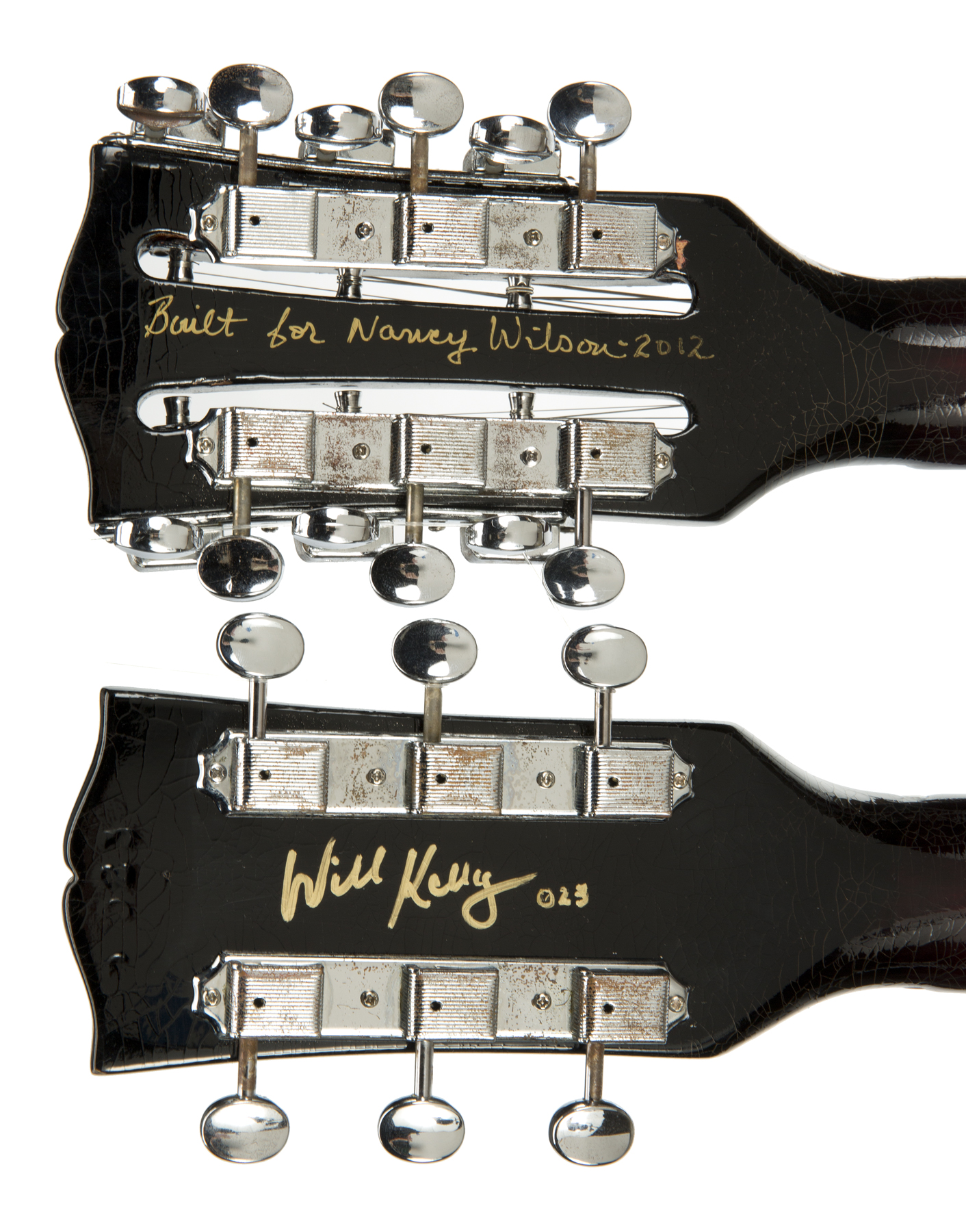 NANCY WILSON CUSTOM MADE DOUBLE NECK GUITAR A double neck guitar by Lee Dickson and Will Kelly, Hard - Image 3 of 4