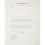 BRIAN EPSTEIN SIGNED LETTER A Brian Epstein signed letter written on NEMS Enterprises Ltd.