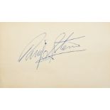 RINGO STARR SIGNED CUT SHEET A cut sheet signed by Ringo Starr in blue ink.3 by 5 inches