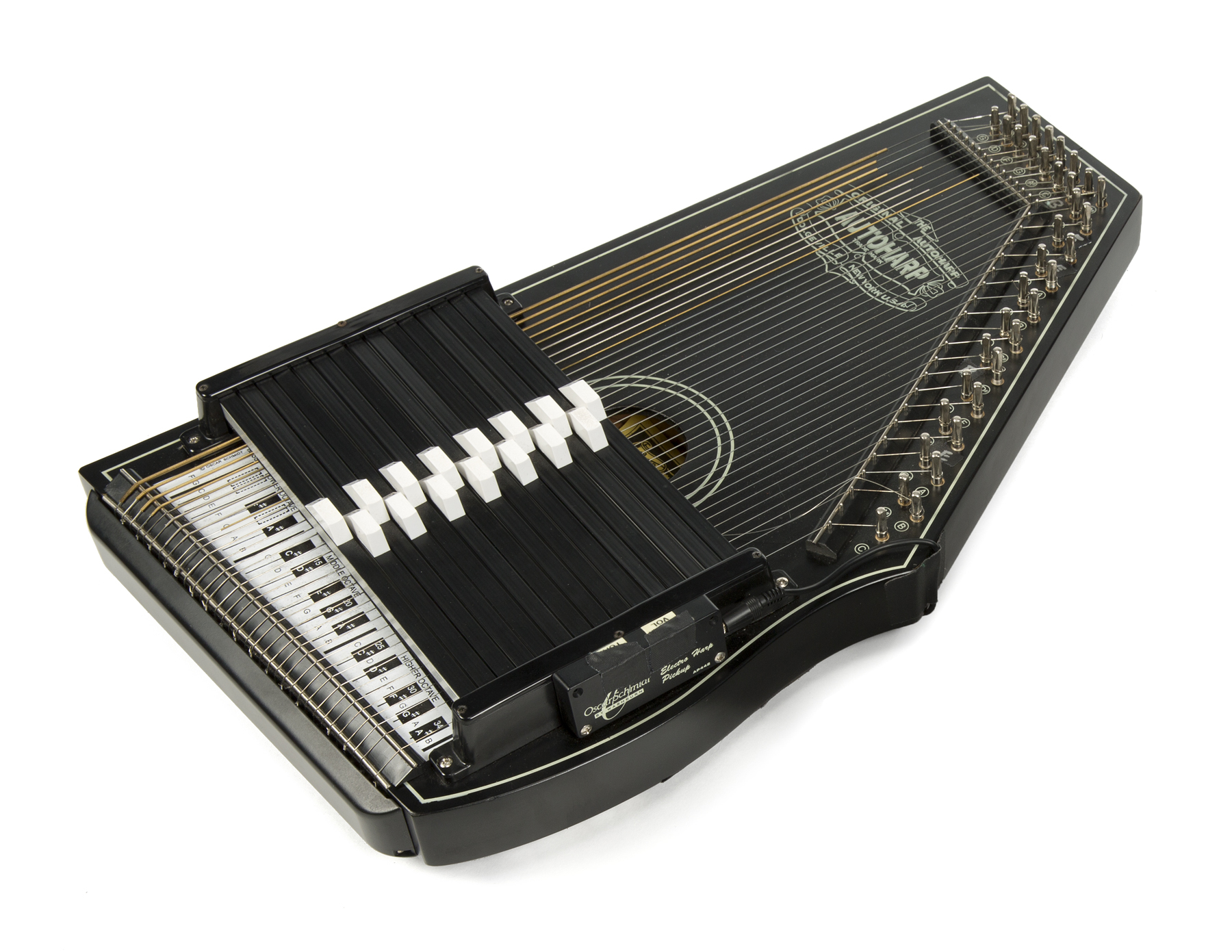 NANCY WILSON OSCAR SCHMIDT AUTOHARP A handcrafted Oscar Schmidt autoharp in black, model OS-73B,