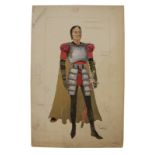 SANTIAGO IF I WERE KING COSTUME RENDERINGS  A group of three costume renderings by Santiago for