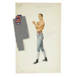 STEVE McNALLY COSTUME RENDERING A mixed media costume sketch inscribed "Steve McNally" and "side