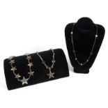 BARBARA BACH STAR NECKLACES A group of star motif necklaces including sterling silver stars, a chain