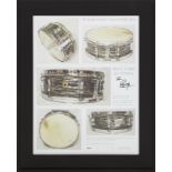 RINGO STARR SIGNED PRINT A framed color print featuring images of Starr's favorite Ludwig Jazz