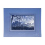 GROUP OF FRAMED WALL ART Including a color photograph of a fawn laid out on grass, a blue watercolor