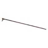 ALPINE WALKING STICK A wooden walking stick with a stag horn handle.Height, 57 1/2 inches