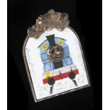 RINGO STARR CUSTOM PIN An enamel pin in the style of Thomas the Tank Engine, mounted to silver