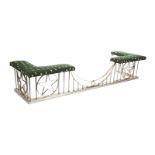 BENCH SEAT WITH MOON AND STARS A metal three-sided upholstered bench seat.18 by 90 by 22 1/2 inches