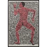 KEITH HARING SHAFRAZI POSTER A color lithograph printed for the 1984 Tony Shafrazi exhibition.36