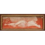 THREE PRINTS A Bacchanalian frieze, together with a framed image of a reclining nude, and an