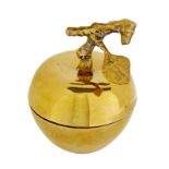 APPLE AND MOON AND STAR ITEMS A brass apple candle, together with two wooden boxes inset with