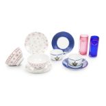 SMALL GROUP OF BLUE AND RED TABLEWARE Including two coffee cups and saucers in Cartier's La Maison