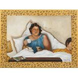 DORIS VARTAN-LA FRENAIS "Mom," oil on canvas in a leopard-painted frame, signed and dated '97