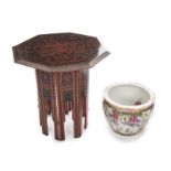 PAINTED LACQUER TABLE A vintage handpainted Asian lacquer octagonal folding table, together with a